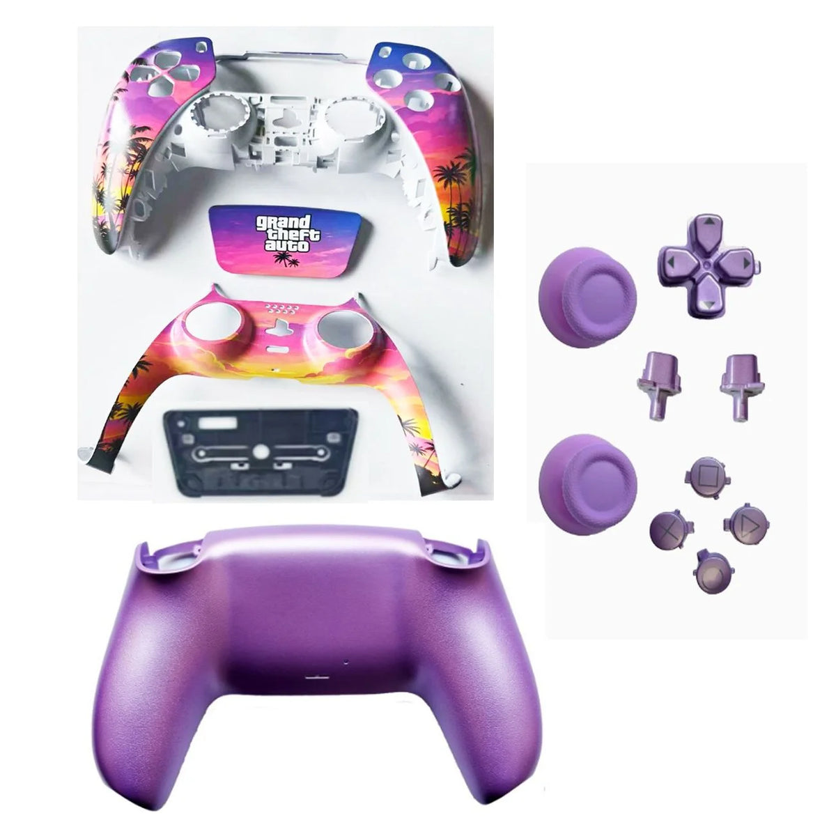 Gta 6 Sunset City PS5 Controller Shell Faceplate Cover With Touchpad For DualSense Controller Replacement For BDM-010 To BDM-050