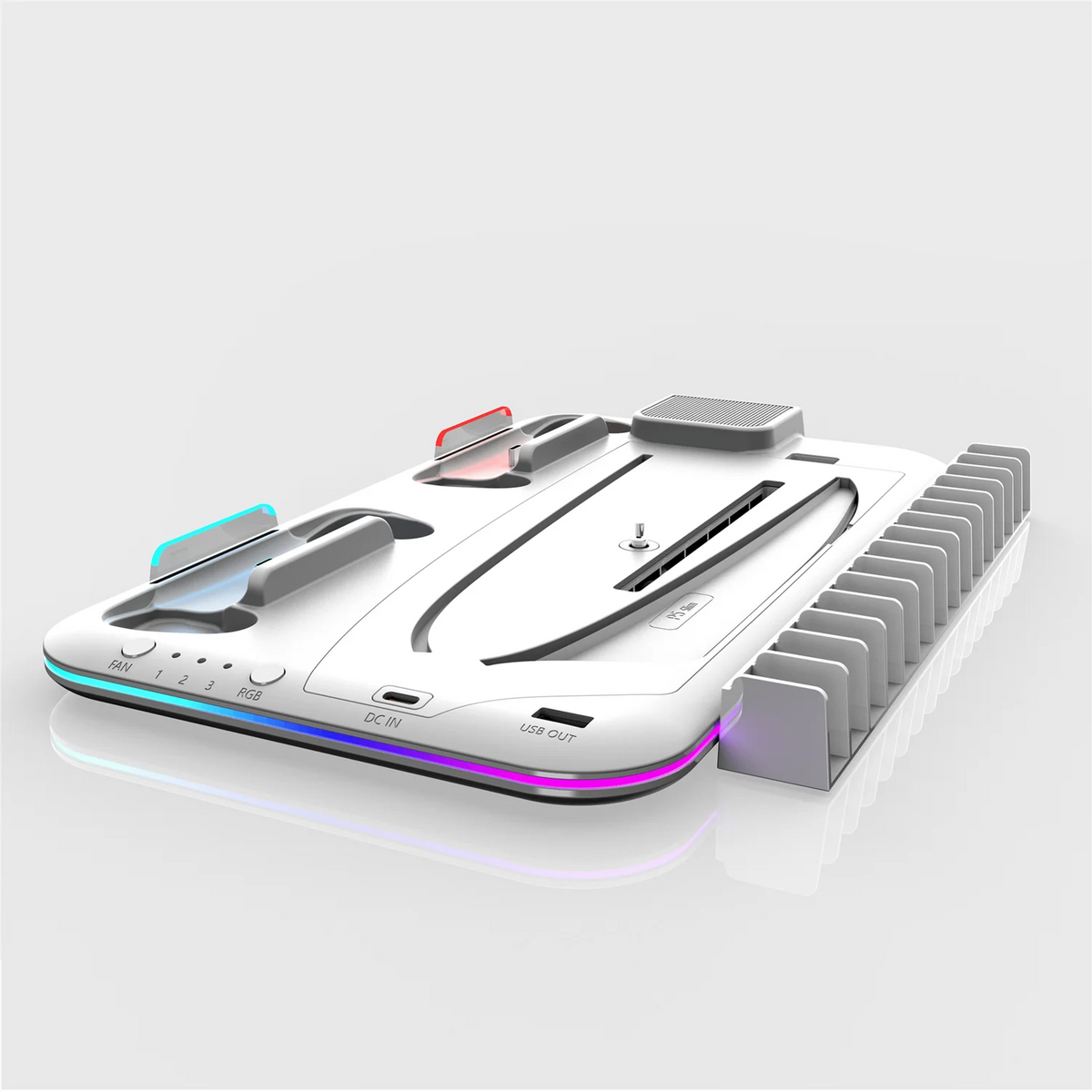 RGB Light and 3 Levels Turbo Cooling Station with Controller Charging Station for PS5/SLIM Digital/Disc with Headset Holder